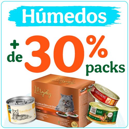 +30% dto en packs de comida húmeda para gatos.