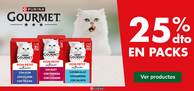 Gourmet: 25% dto en packs de comida húmeda para gatos.