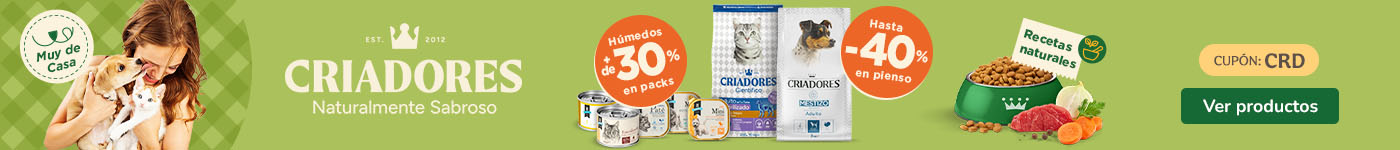 Criadores: Hasta 40% dto en piensos y +30% dto en packs de comida húmeda para tu peludo.