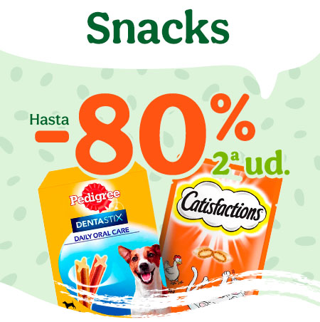 Snacks con -80% de dto en la 2ª ud para perro y gato
