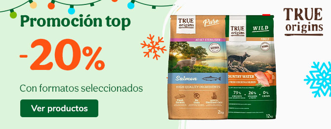 -20% en pienso para perro True Origins y 2kg gratis de pienso para gato con los descuentos TRUE20 y GRATIS2