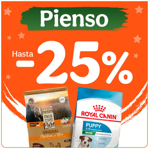 Hasta 25% dto en pienso para tu peludo.