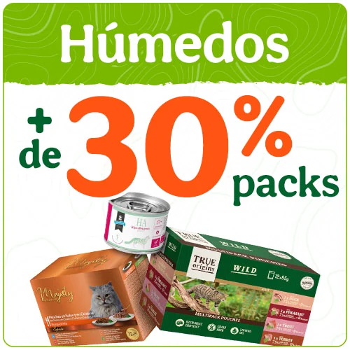 +30% dto en packs de comida húmeda para gatos.