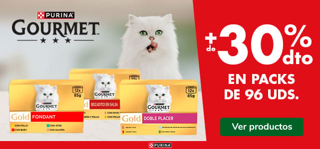 Gourmet: +30% dto en packs de comida húmeda para gatos.