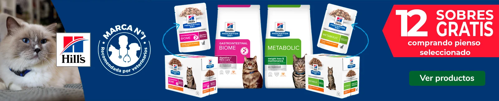 Hill's: ¡Recibe 12 sobres de comida húmeda gratis! Con la compra de una selección de diets para gatos.