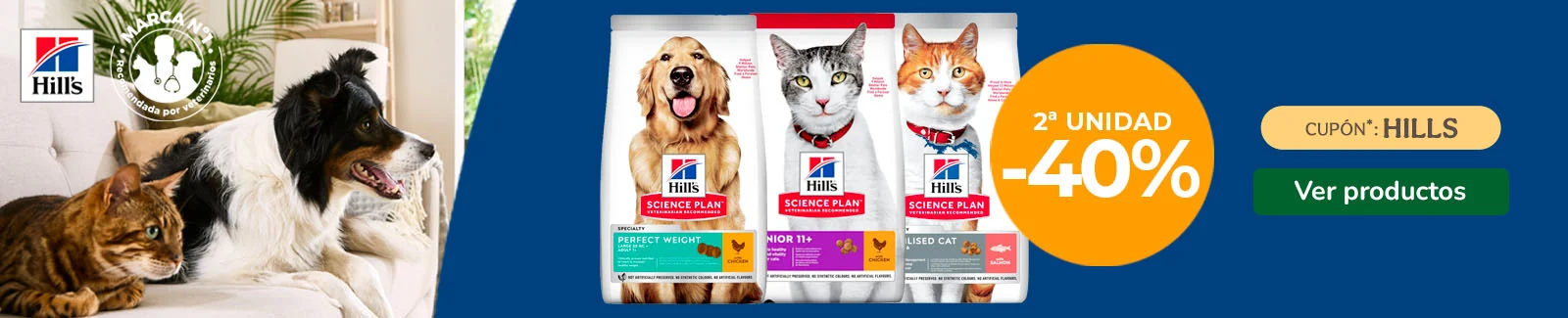 Hills Science Plan: Hasta 40% dto en la 2ª ud de piensos para tu peludo.