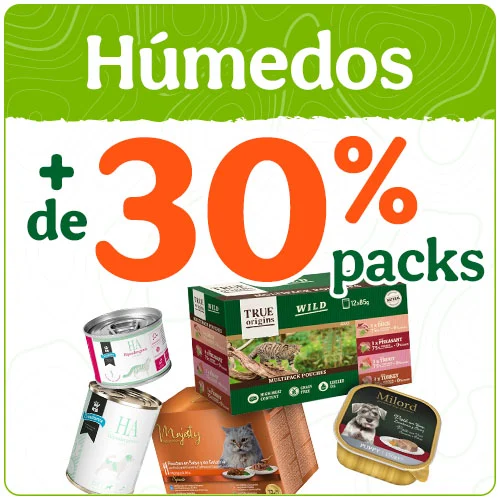  +30% dto en packs de comida húmeda para tu peludo.