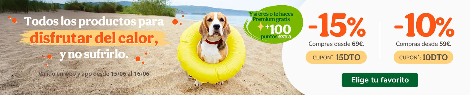 -15% de dto. en pedidos superiores a 69€ y -10% de dto en pedidos superiores a 59€