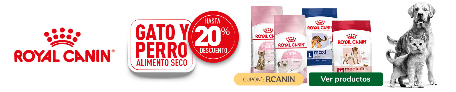 Royal Canin: Hasta 20% dto en pienso para perro y gato.