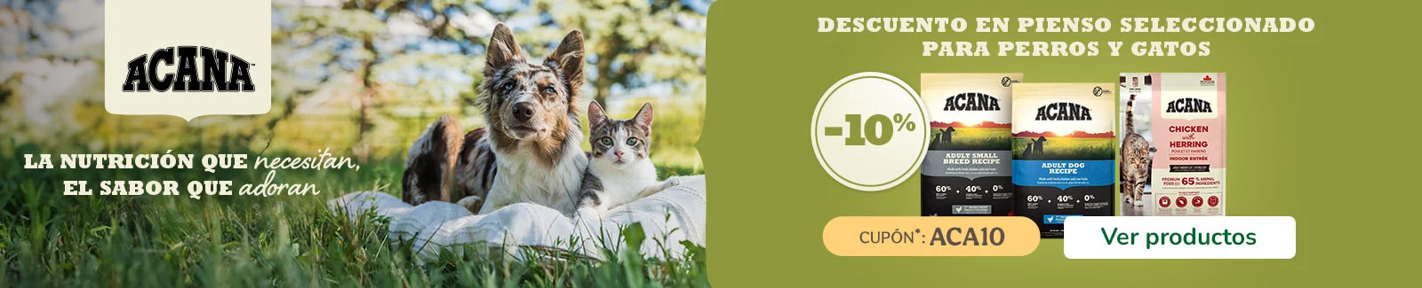 Acana: 10% dto en piensos para tu peludo.