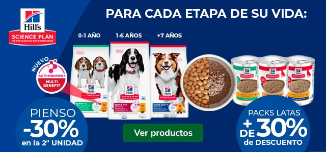 Hill’s Science Plan: 30% dto en la 2ª unidad de pienso y +30% dto en packs de comida húmeda para perros.