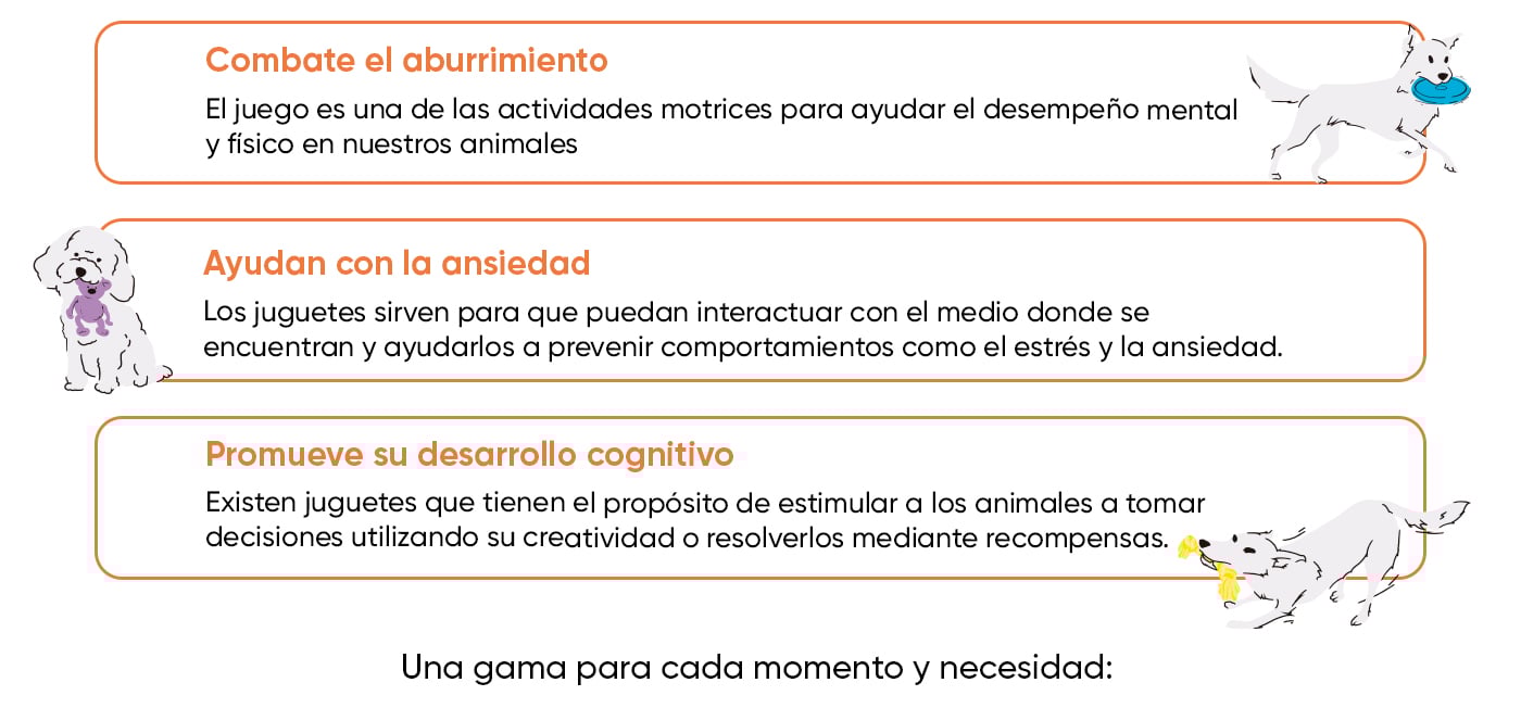 ¿Por qué necesitan juguetes los perros? Combate el aburrimiento, ayudan a la ansiedad y promueven el desarrollo cognitivo.