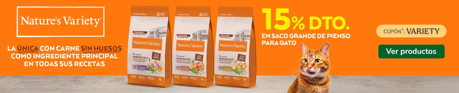 Nature's Variety Grain Free: 15% dto en pienso para gatos.