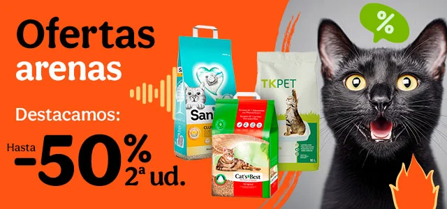 Hasta 50% dto en la 2.ª unidad de arenas para tu gato.