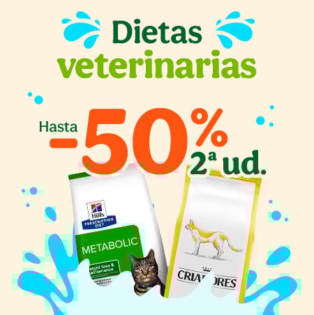 Dietas veterinarias para gatos: Hasta 50% de descuento en la segunda unidad de dietas para gatos.