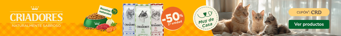 Criadores: 50% dto en la 2ª unidad de pienso para gatos.