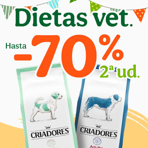 Hasta 70% dto en la 2ª ud de pienso veterinario para perro.