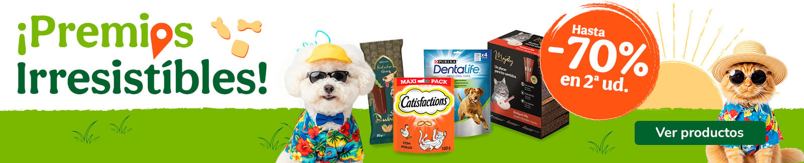 Hasta 70% dto en la 2&ordf; unidad de snacks para tu peludo.