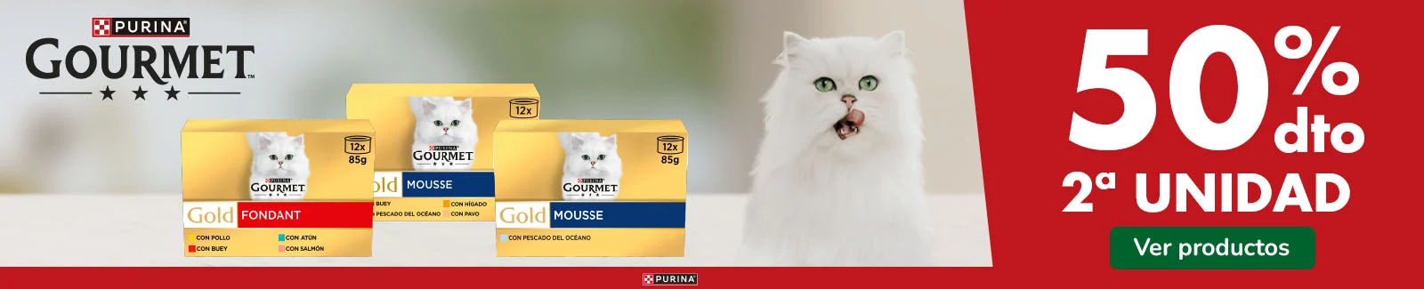 Gourmet: Hasta 50% dto en la 2&ordf; unidad de comida h&uacute;meda para gatos.