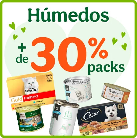 Más del 30% dto en packs húmedos.
