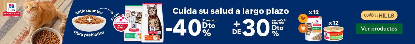 Hill’s Science Plan: 40% dto en la 2ª unidad de pienso y +30% dto en packs de comida húmeda para gatos.