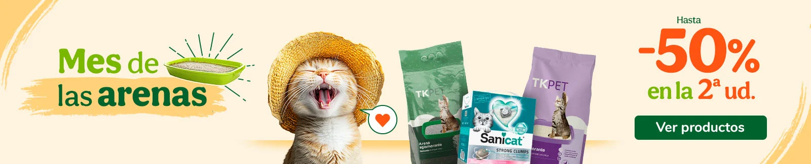 Arenas para gatos: Hasta 50% de descuento en la segunda unidad.