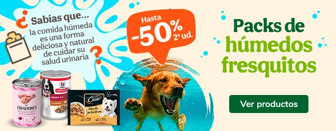 Húmedos: ¡Hasta un 50% de descuento en la 2ª unidad en packs para perros!