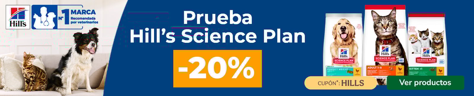 Hills Science Plan: 20% de descuento en sacos grandes de pienso para tu peludo.