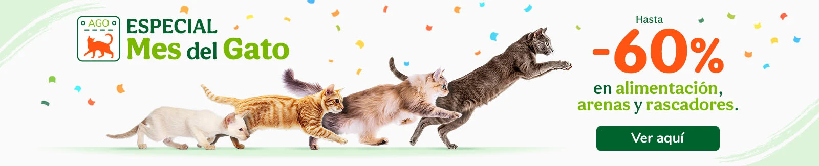 Mes del gato: Hasta -60% en alimentación, arenas y rascadores.