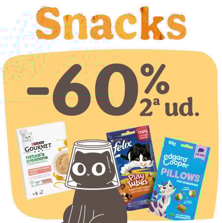 Michimania: 60% dto en la 2ª unidad de snacks para gatos.