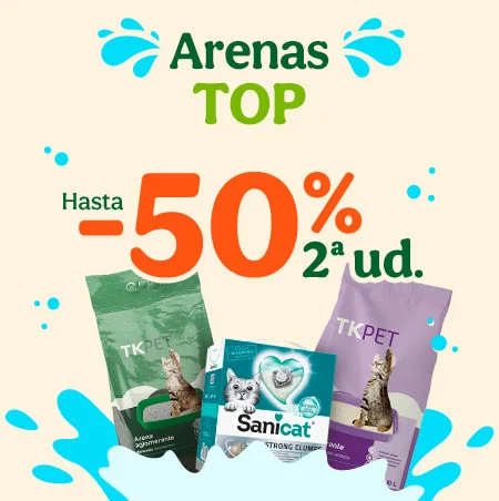 Arenas para gatos: Hasta 50% de descuento en la segunda unidad.
