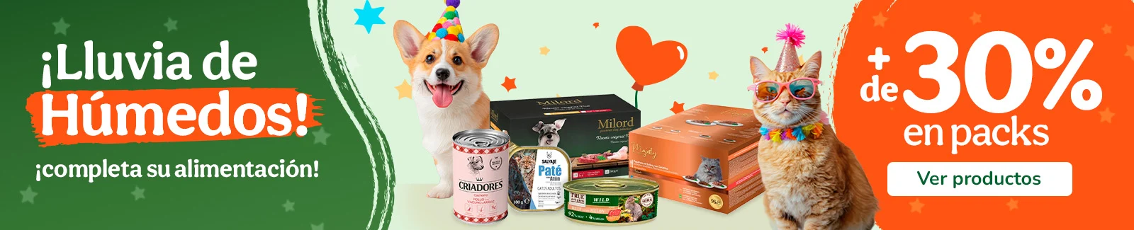  +30% dto en packs de comida h&uacute;meda para tu peludo.