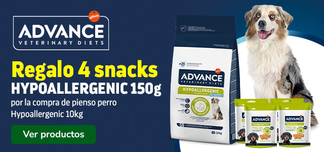 Advance: Pienso hypoallergenic para perros con snacks de regalo.