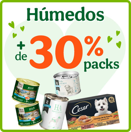 +30% dto en packs de comida húmeda para perros.