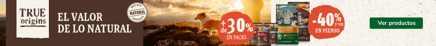 True Origins Pure: 40% dto en la 2ª unidad de pienso y +30% dto en packs de comida húmeda para perros.