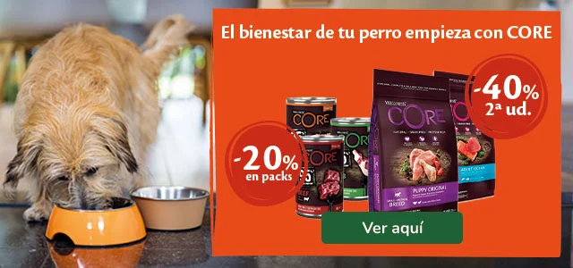 Wellness Core: 40% dto en la 2ª unidad de pienso y 20% dto en packs de comida húmeda para perros.
