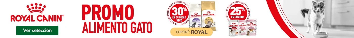 Royal Canin: Hasta un 30% dto en la 2ª ud en pienso y 25% dto en packs de 48 húmedos para gato.