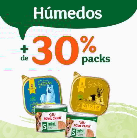 +30% dto en packs de comida húmeda para perros.