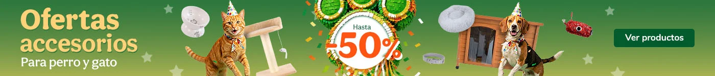Hasta 50% dto en accesorios para tu peludo.