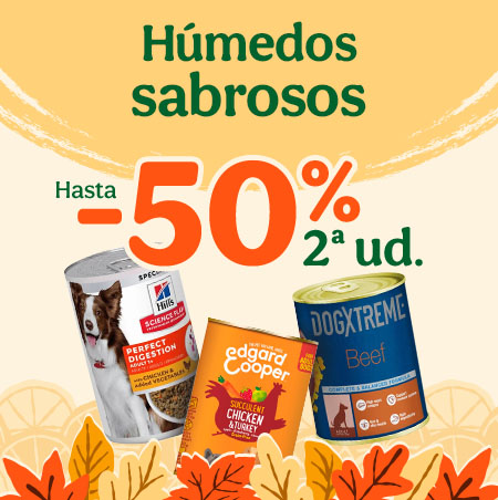 Hasta 50% dto en la 2ªud de húmedos sabrosos para tu perro.