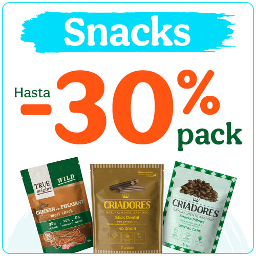 Hasta 30% dto en snacks para perros.