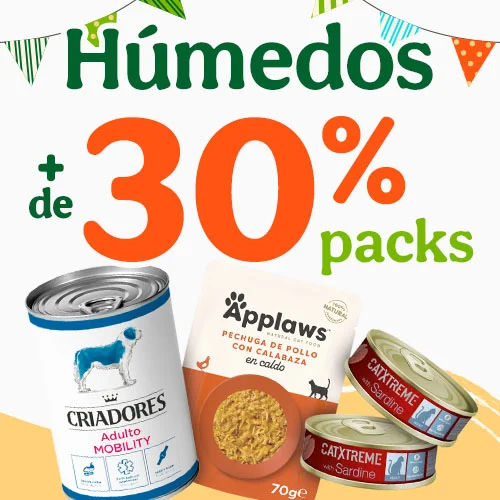 Más del 30% dto en packs de comida húmeda.