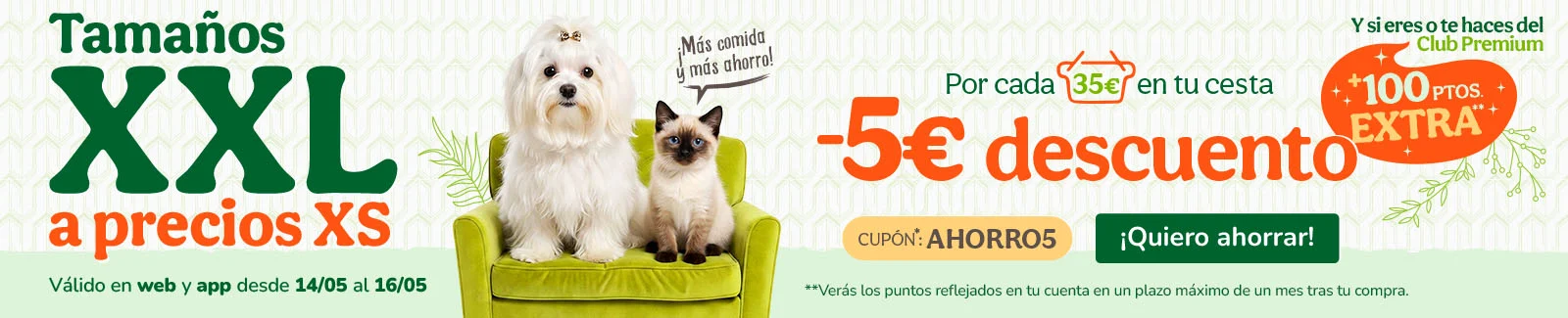 Consigue 5&euro; de descuento por cada 35&euro; de compra con el cup&oacute;n AHORRO5