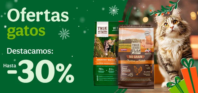 True Origins Pure: 30% dto en piensos, 20% dto en packs húmedos y 40% dto en snacks.