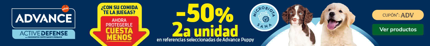 Advance: 50% de descuento en la segunda unidad de pienso para cachorros.