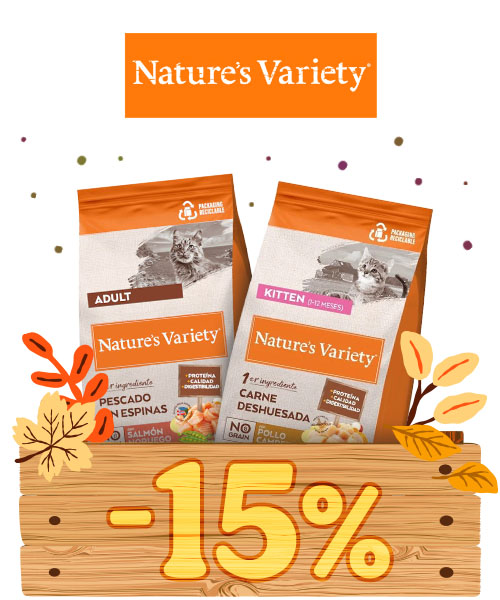 Natures Variety: 15% dto en piensos para gatos.