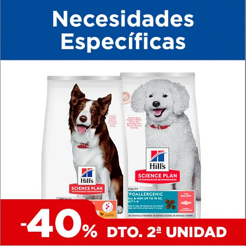40% dto en la 2ª ud en necesidades específicas para perros.