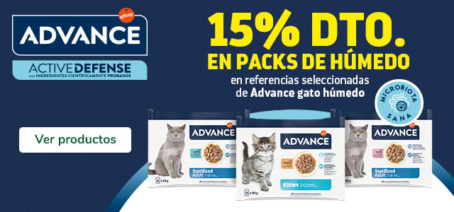 Advance: 15% dto en packs de comida húmeda para gatos.