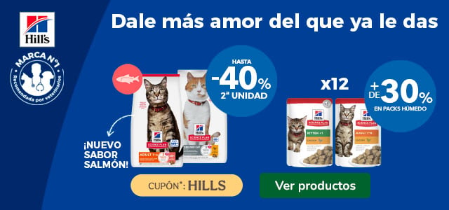 Hill’s Science Plan: Hasta 40% dto en la 2ª unidad de pienso y +30% dto en packs de comida húmeda para gatos.