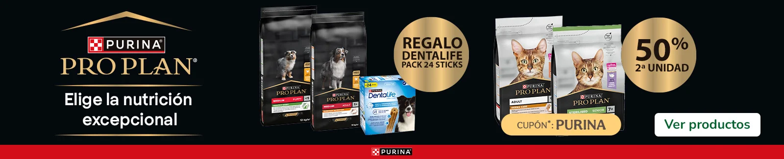 Pro Plan: Regalo de pack 24 snacks por la compra de  pienso para perro y 50% dto en la 2ª ud de pienso para gato.